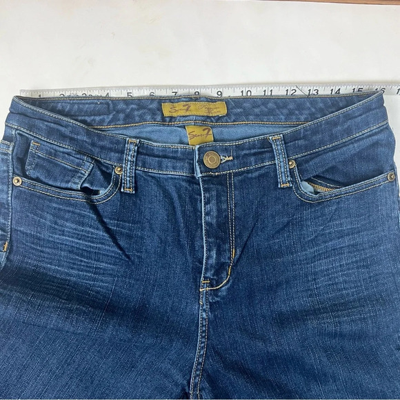 Vintage Y2K Seven7 Flare Wide Leg Jeans Mid Rise Dark Wash Size 10 Boho Hippie - Picture 10 of 13